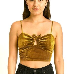 (A12) Free People Elegant Gold Velvet Women's Crop Top, Size Medium, NWOT